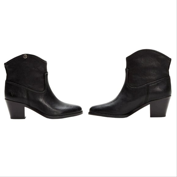 Frye Jolene Pull On Short 70488 Women's Black Leather Slip On Booties Boots - Picture 1 of 10